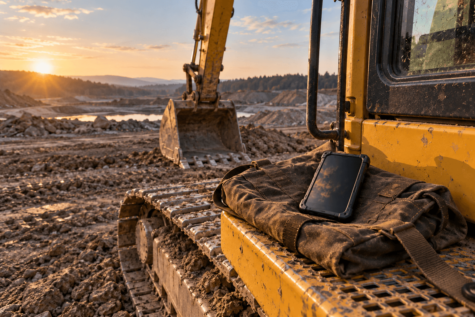 Illustrative rugged smartphone prepared for an equipment site visit